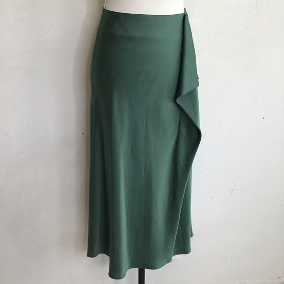 SIMKHAI Dresses & Skirts - NWT- SIMKHAI Elegant Green Silky Midi Skirt Size 0